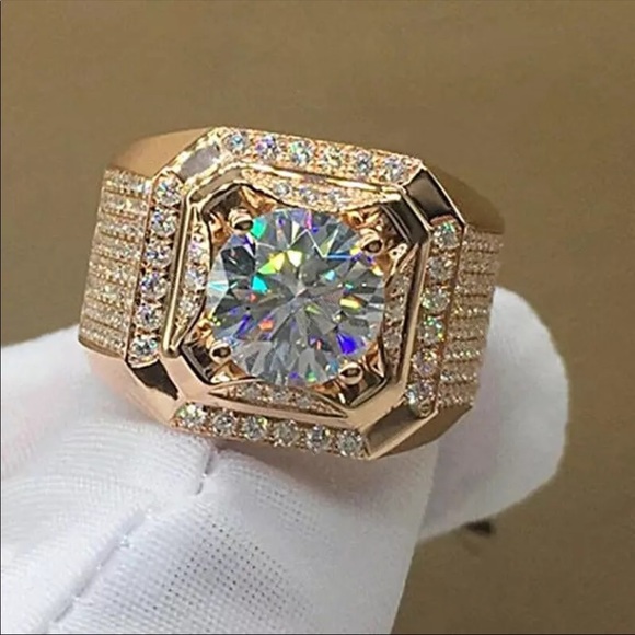 NEW* Rose Gold solitaire bling cuban Gotti ring